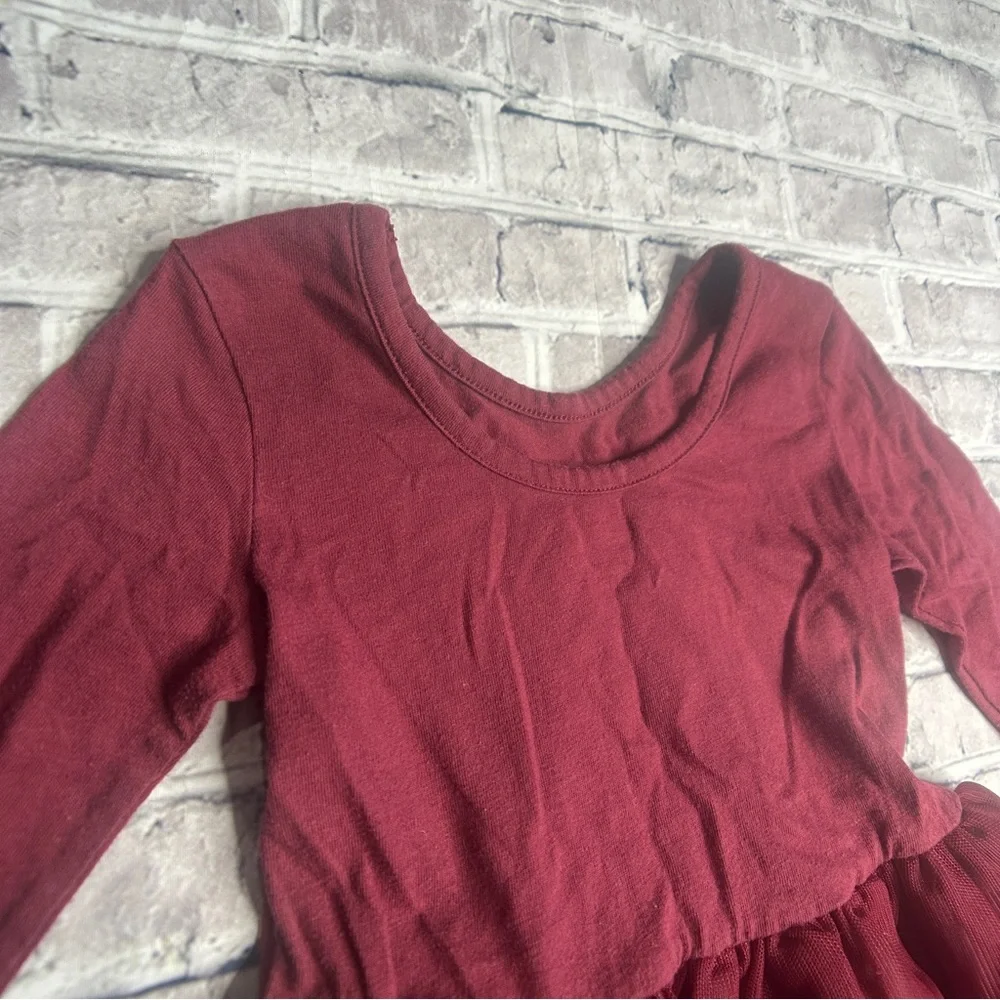 EUC Old Navy Maroon Long Sleeve Dress Girls Size 18-24 Months